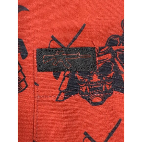 Retro Rifle McDojoLife Mens Shirt Red Samurai All Over Size Large Button Down - Picture 6 of 13